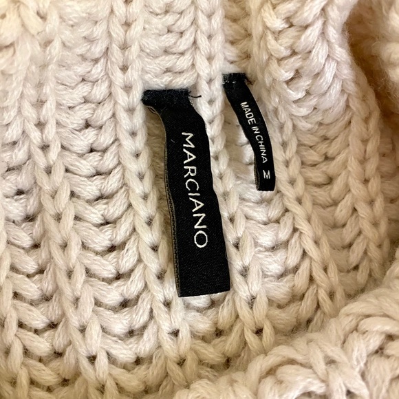 Marciano Cream Oversized Cable Knit Sweater π€ Off-Shoulder Luxe Cozy | Size M - Picture 3 of 7